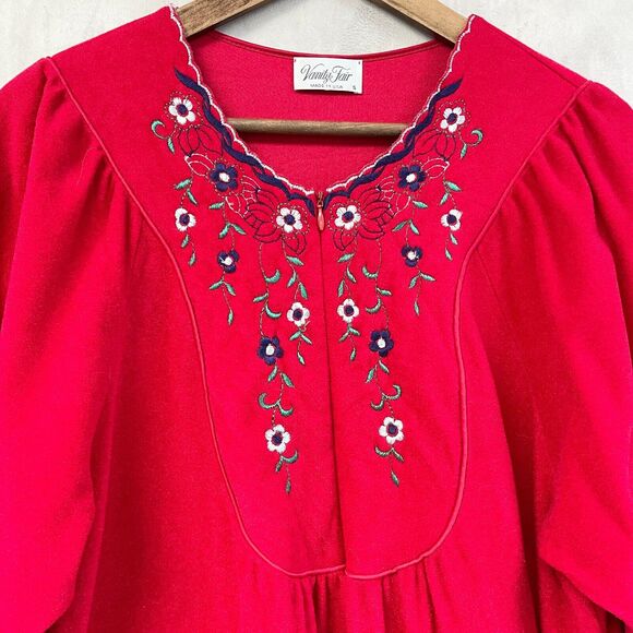 VTG‎ 80s Vanity Fair Robe Housecoat Womens Small Embroidered Floral Lounge Sleep - Picture 2 of 10